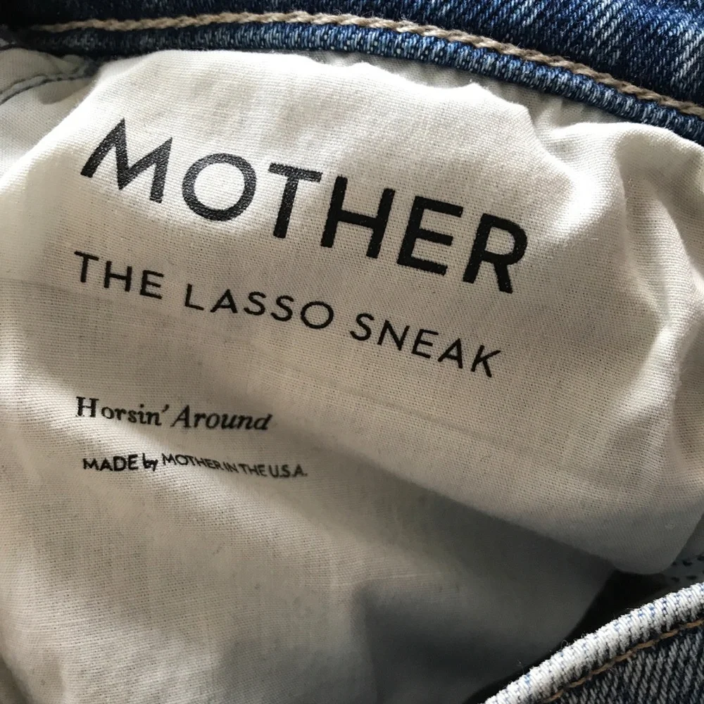 MOTHER DENIM THE LASSO SNEAK DISTRESSED WIDE LEG FRAY WOMENS 26